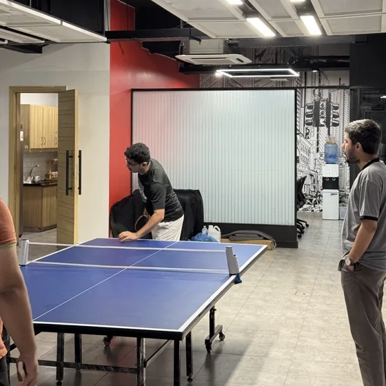 A game of ping pong in the Lahore office